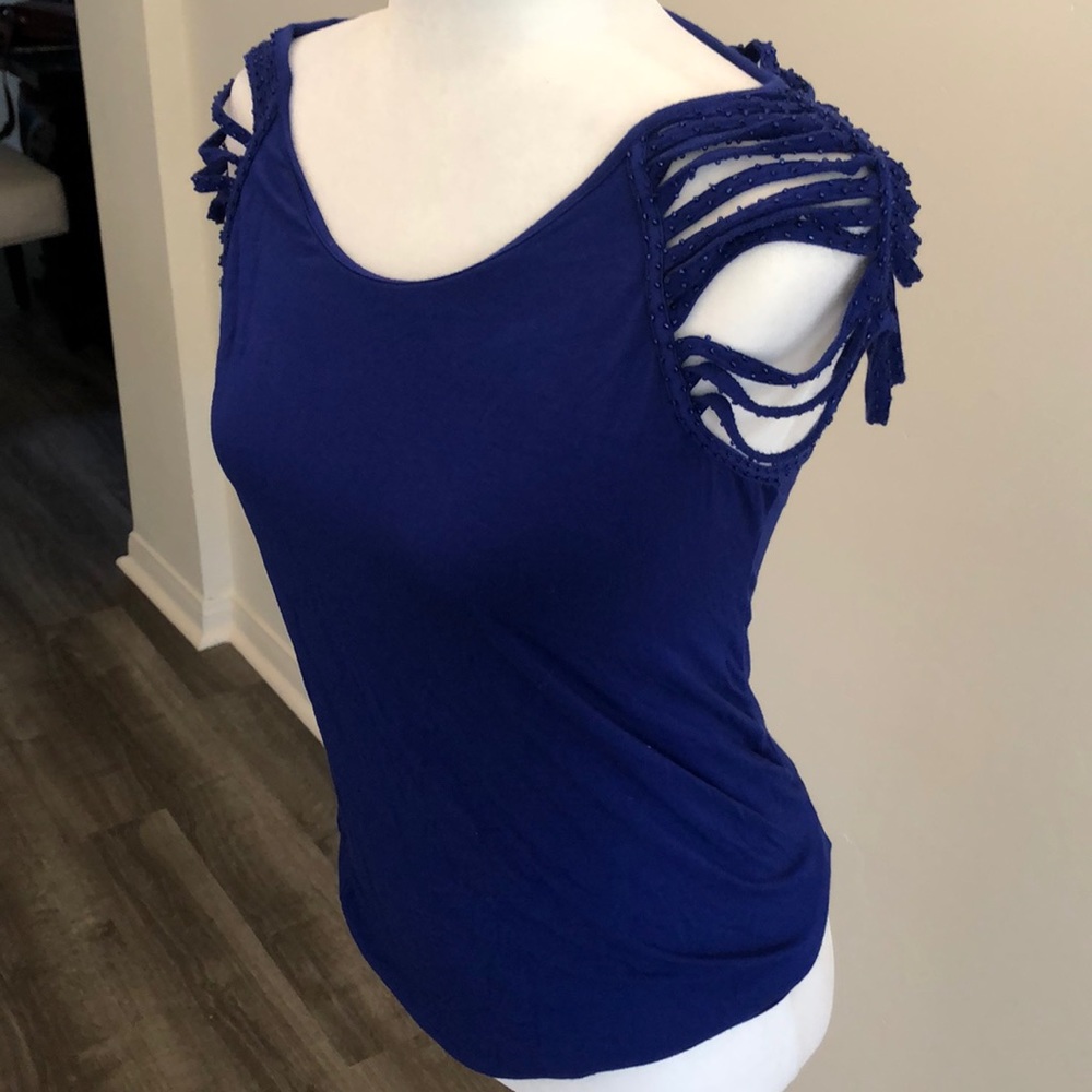 Blue Sleeve Detail Top